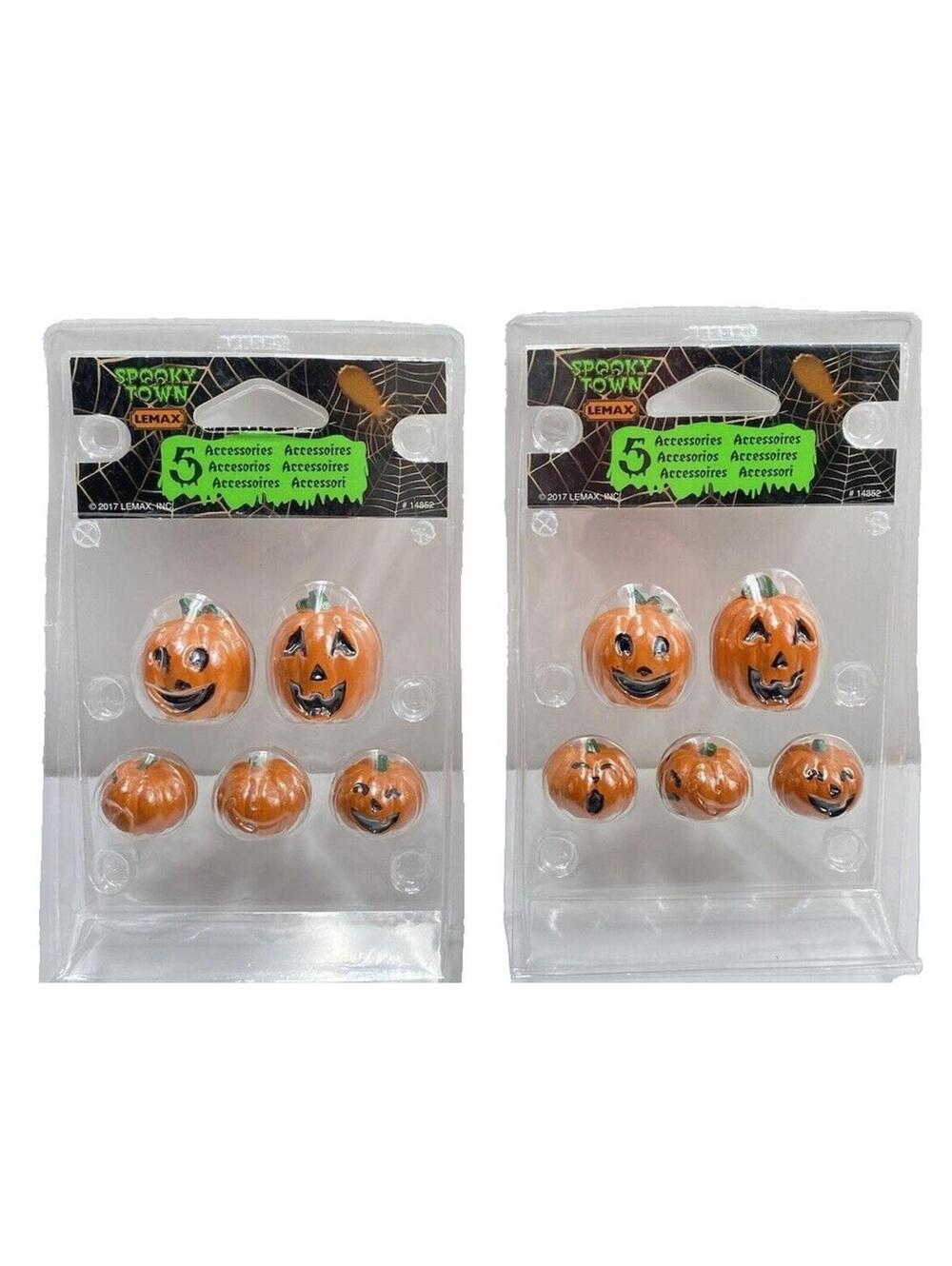 LEMAX Spooky Town Accessories 5 PUMPKIN HEADS Halloween 14852 - RETIRED 2017